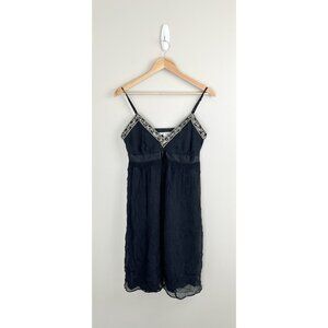 Banana Republic 100% Silk Dress Sz 10 Vintage 2005 Baby Doll‎ Beading Crochet